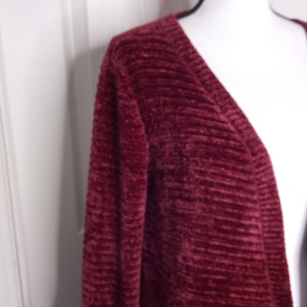 LC Lauren Conrad Rust Chenille Bell Sleeve Sweater Cardigan Sz Small - Picture 2 of 6